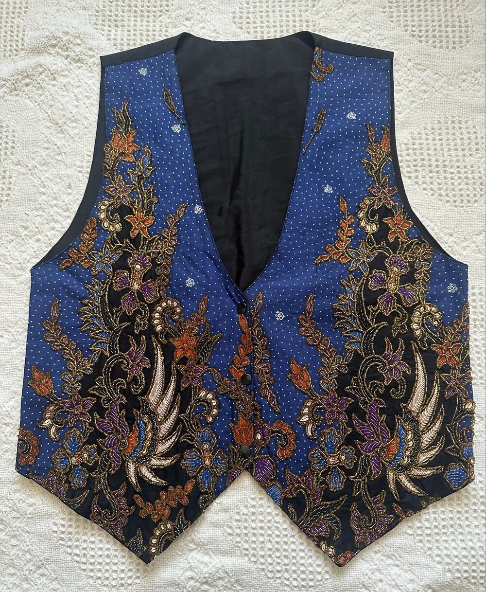 Virgin Floral Beaded Silk Vest